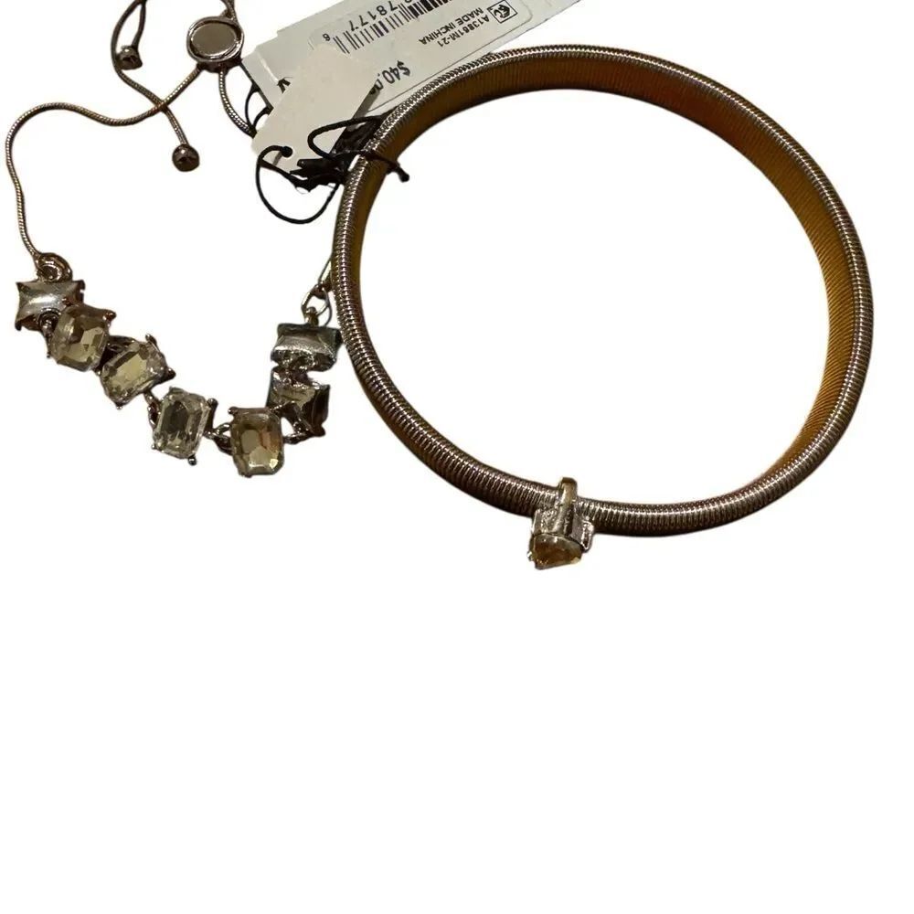 Guess Silver Tone Bracelet Set